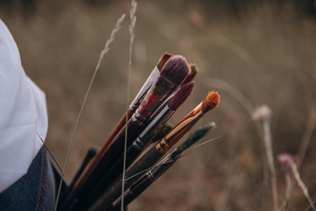 brown and black makeup brush