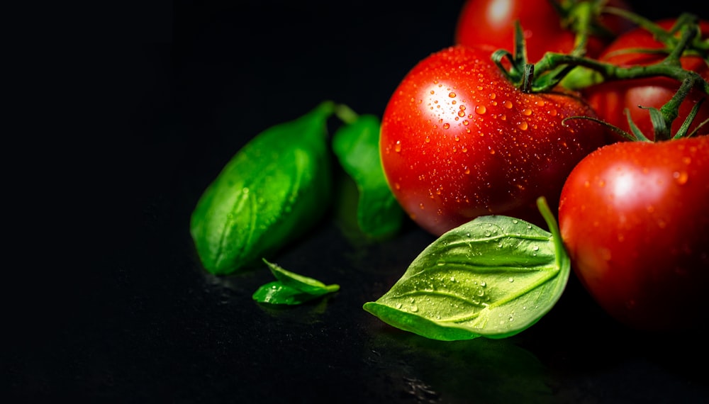 red tomato beside green leaves