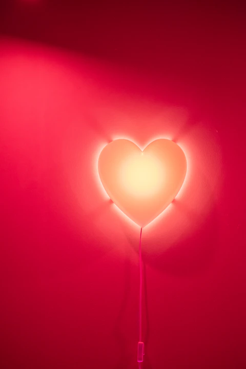 pink light bulb turned on in room