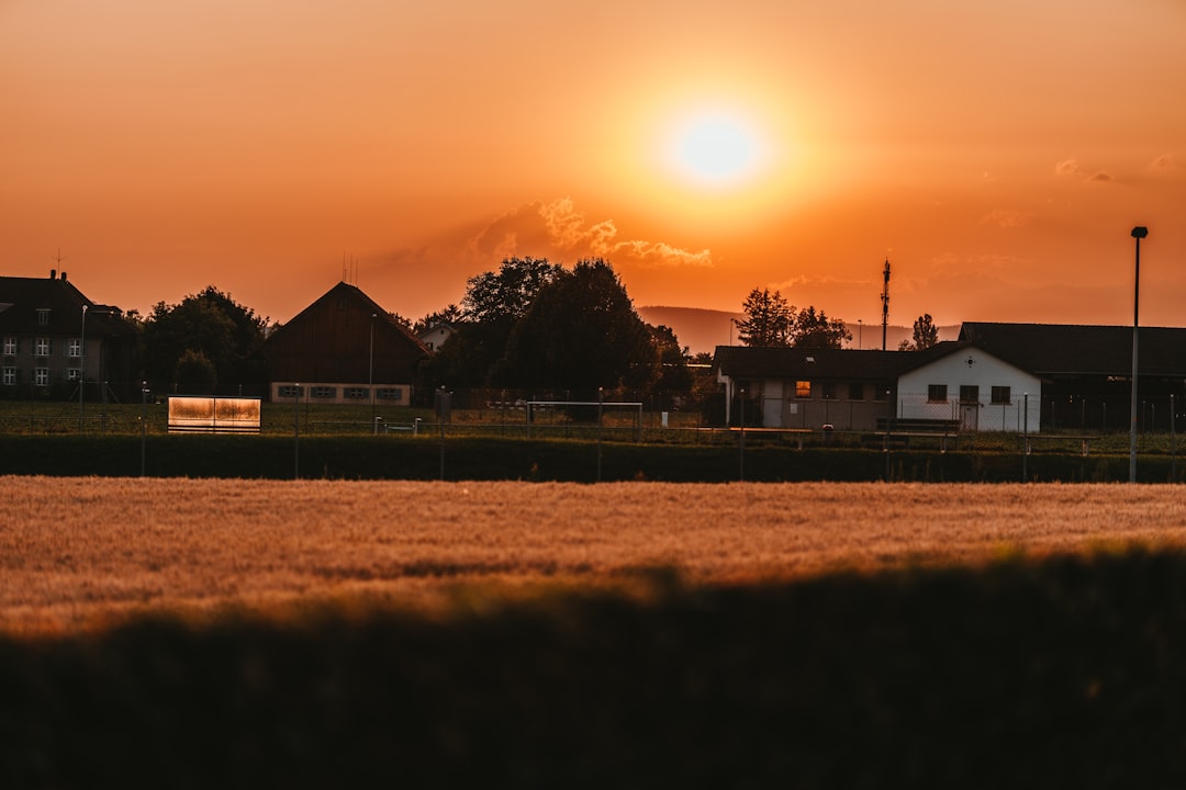 white and black house during sunset