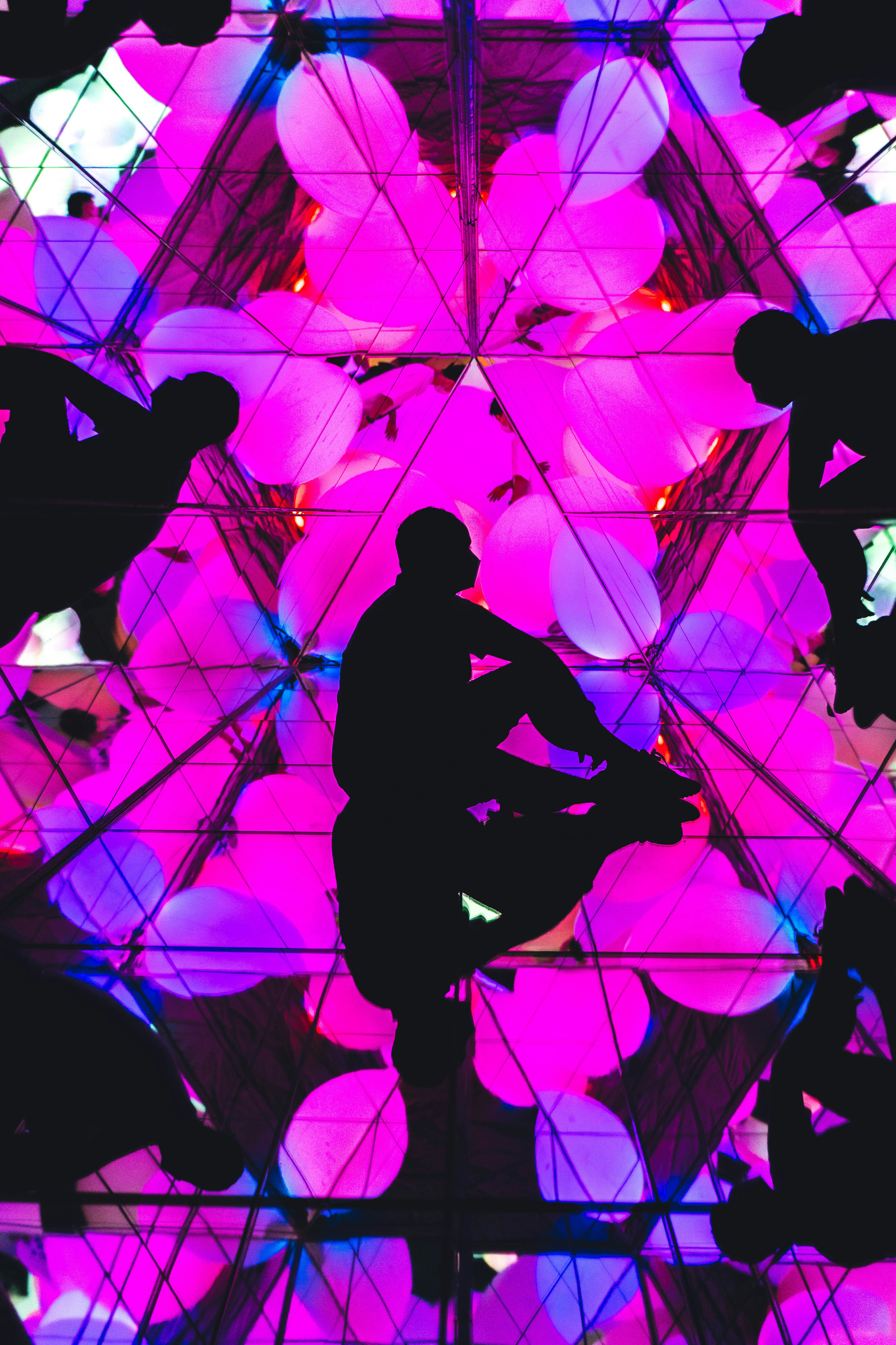 A Man inside the teamLab Museum in Fukuoka (TeamLab Forest).