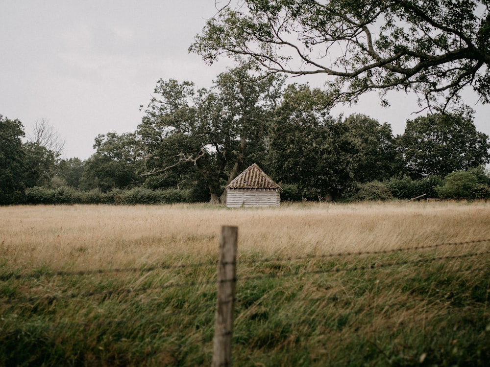 brown wooden house near green trees during daytime