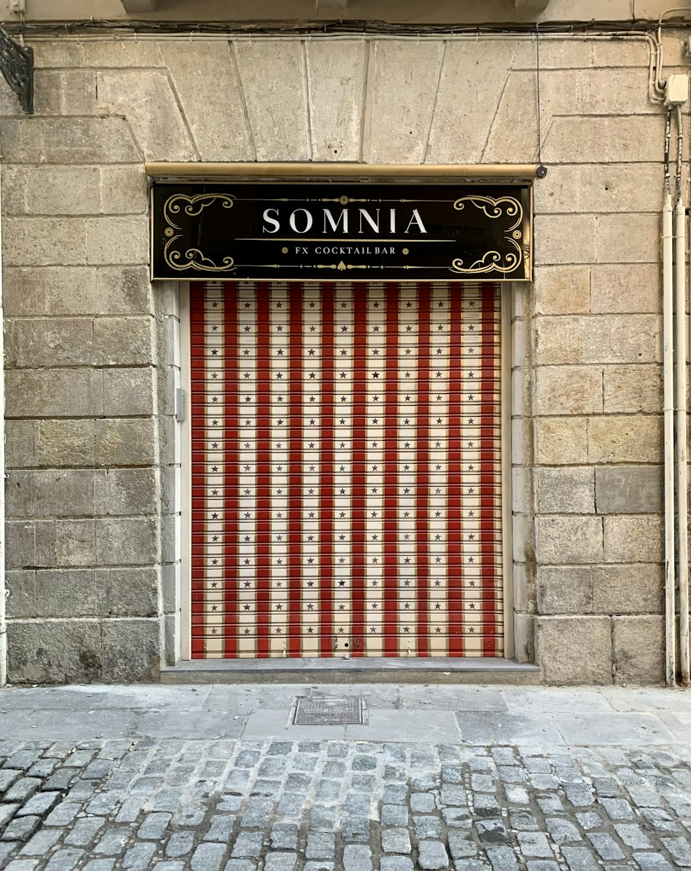 red and black wooden door