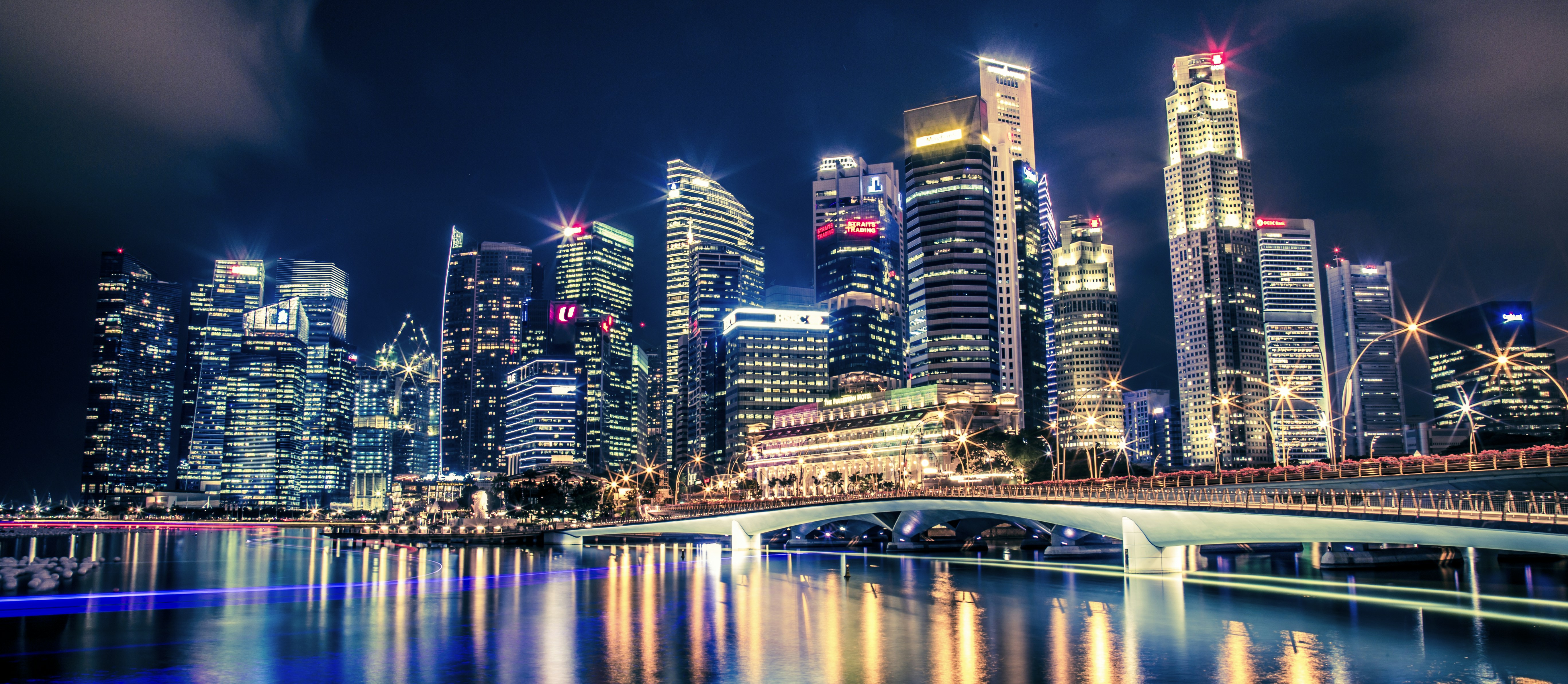 city skyline during night time