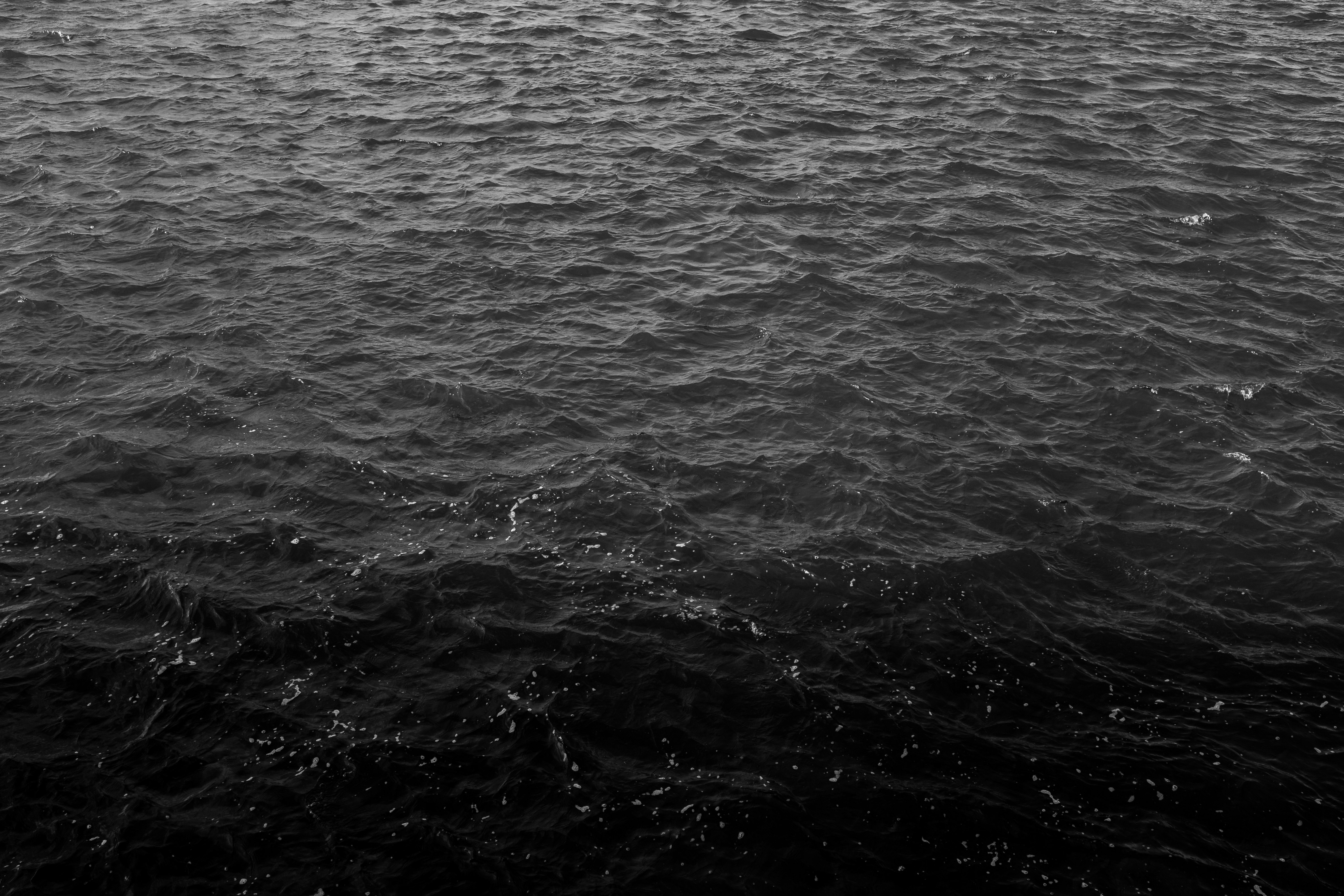 grayscale photo of body of water