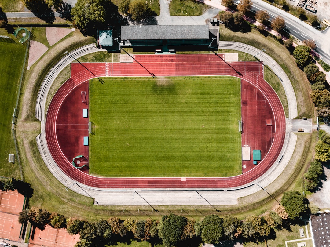 aerial view of soccer field