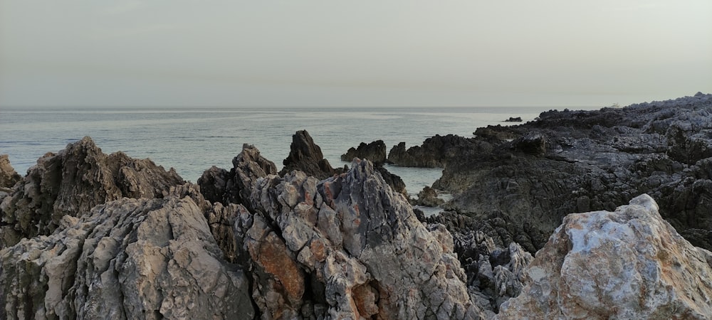 brown and gray rock formation near body of water during daytime