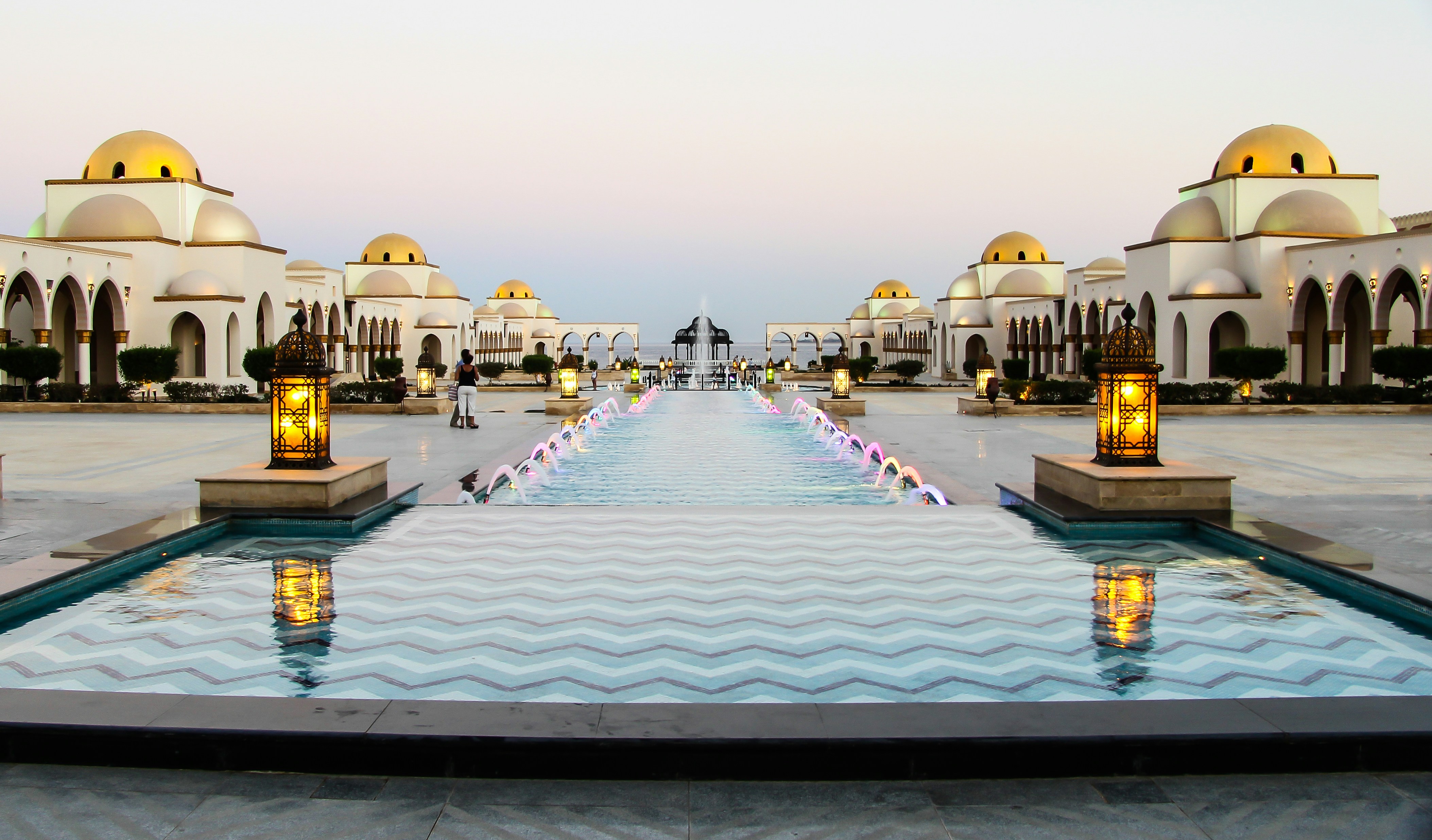 white and blue concrete building
