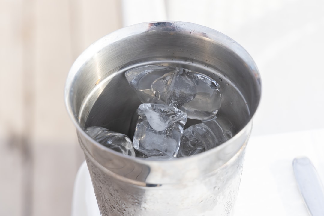 stainless steel bucket with ice