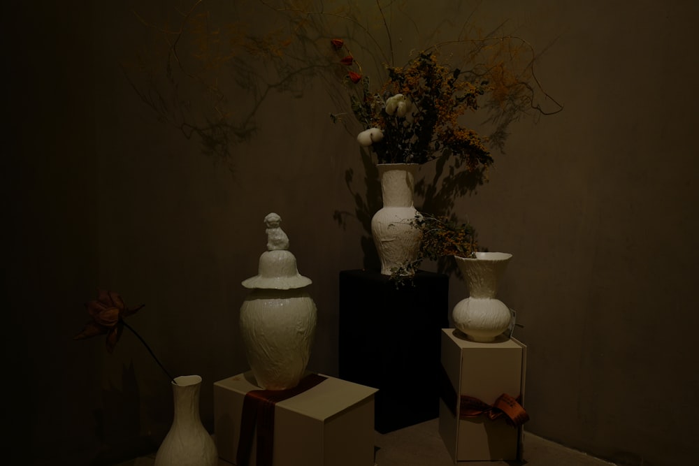 white ceramic vase on table