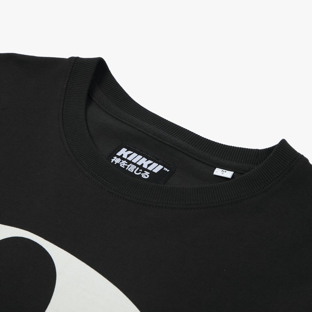 black and white crew neck shirt