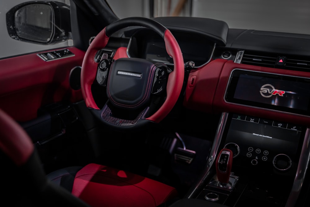 red and black steering wheel