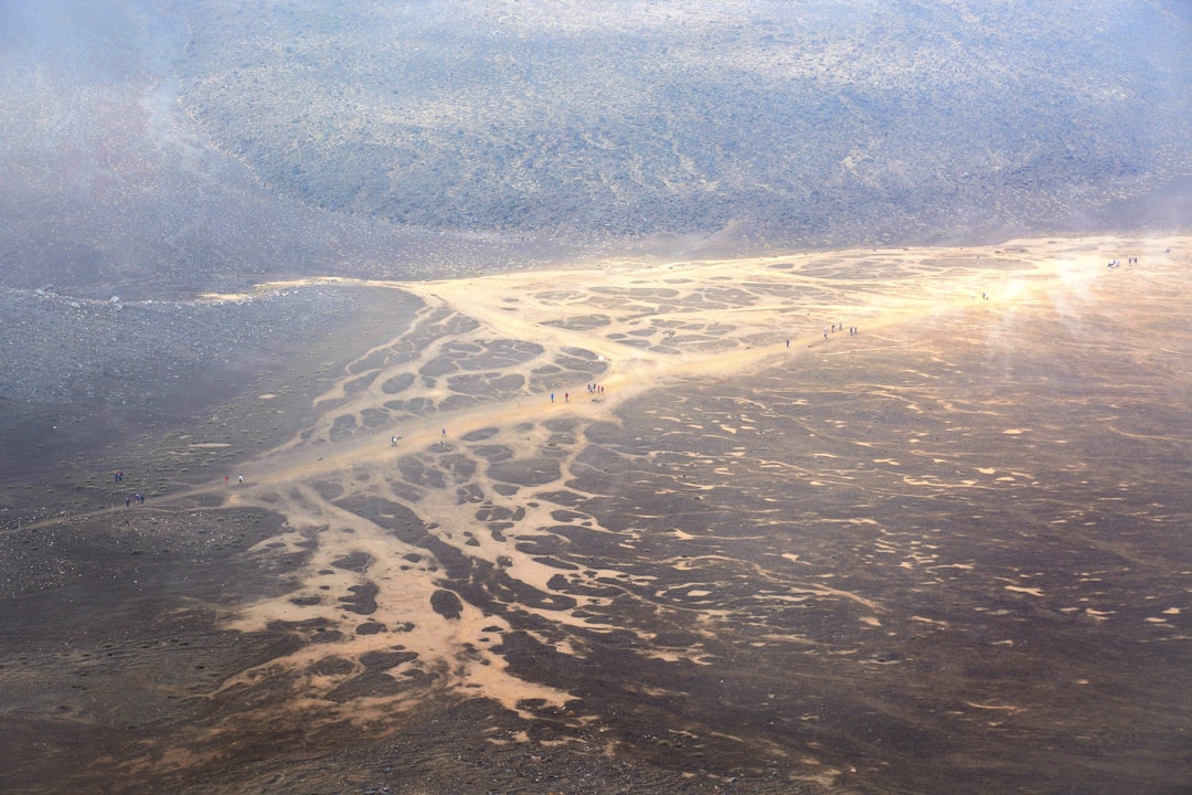 aerial view of brown and white land