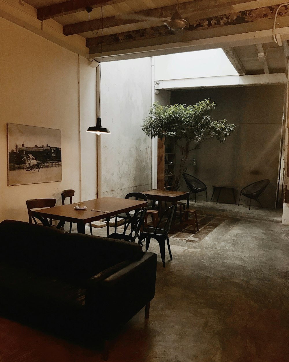 black wooden table and chairs