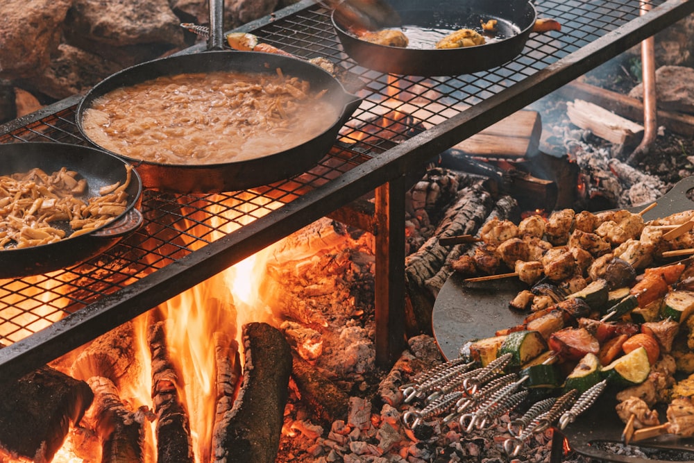 grilled meat on black charcoal grill