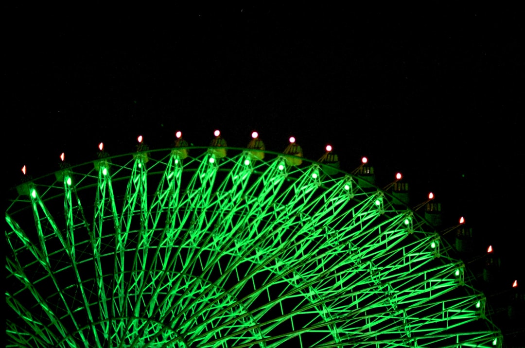 green lighted ferris wheel during night time