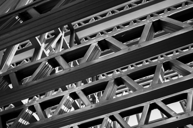 Steel framework under construction on a building extension