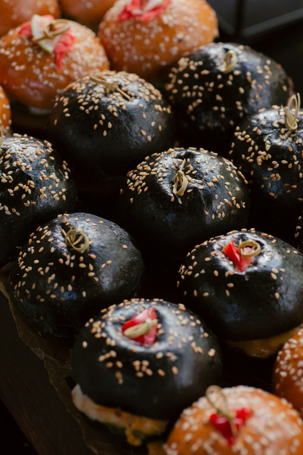 black and brown round fruit