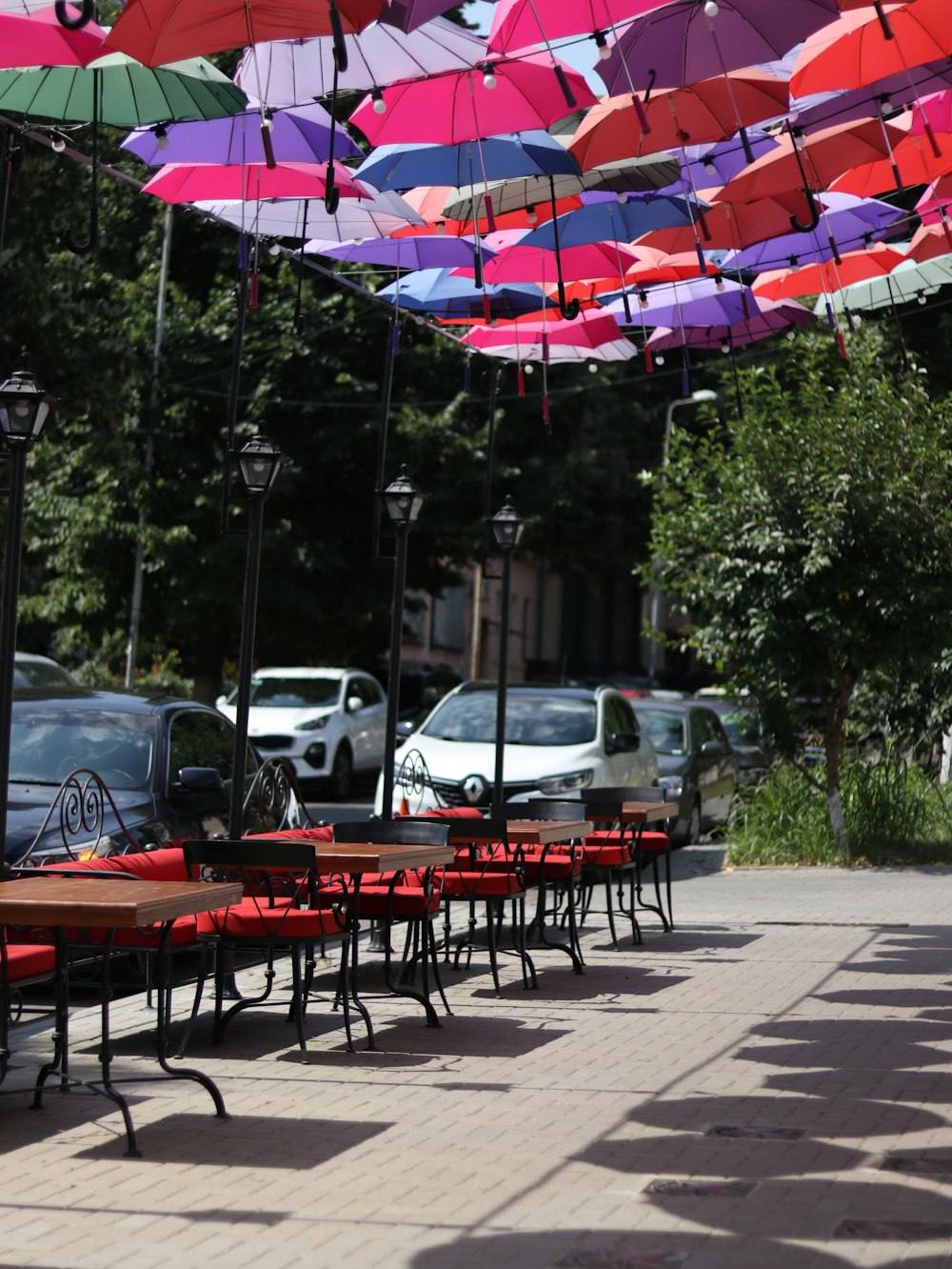 red and black patio umbrella