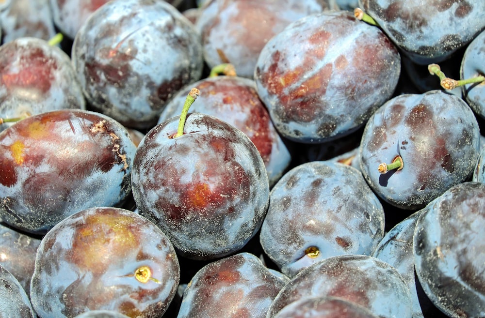 red and white round fruits