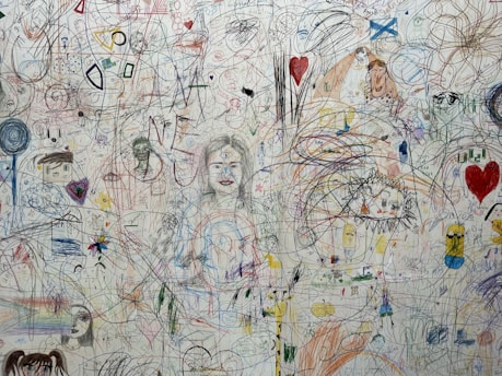 woman in blue dress and man in blue shirt graffiti
