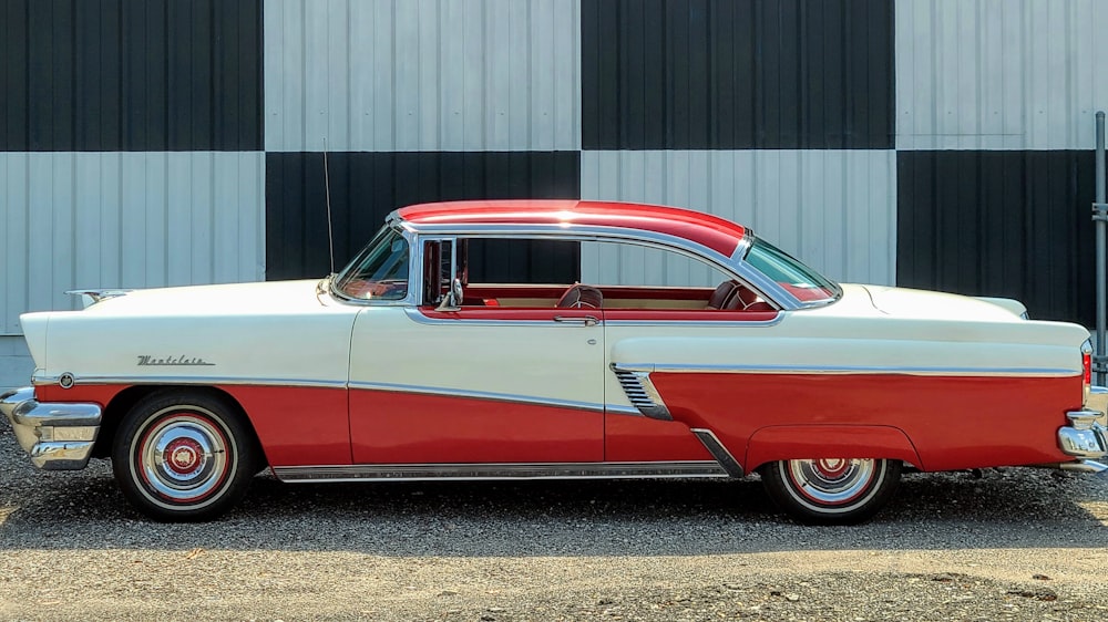 red and white vintage car