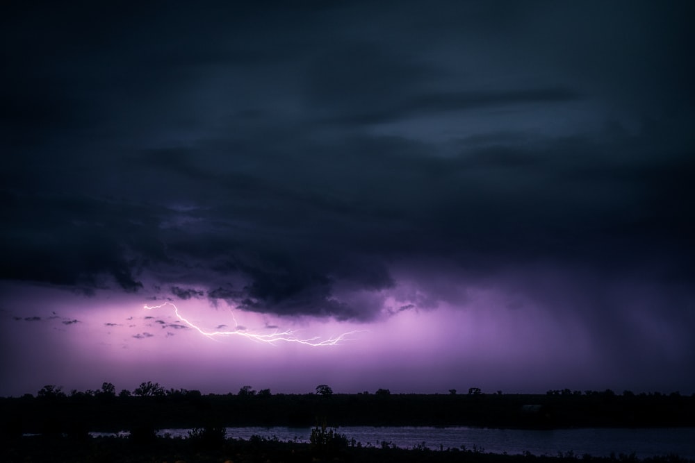 purple and black clouds over the sea