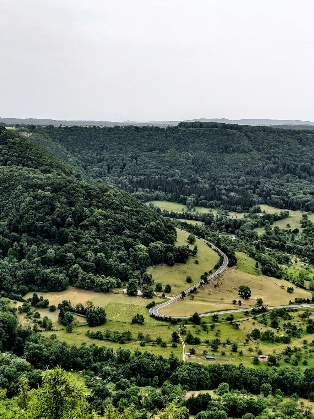 green grass field and trees covered mountain during daytime