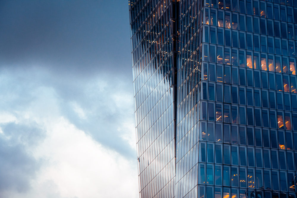 blue and white building under blue sky