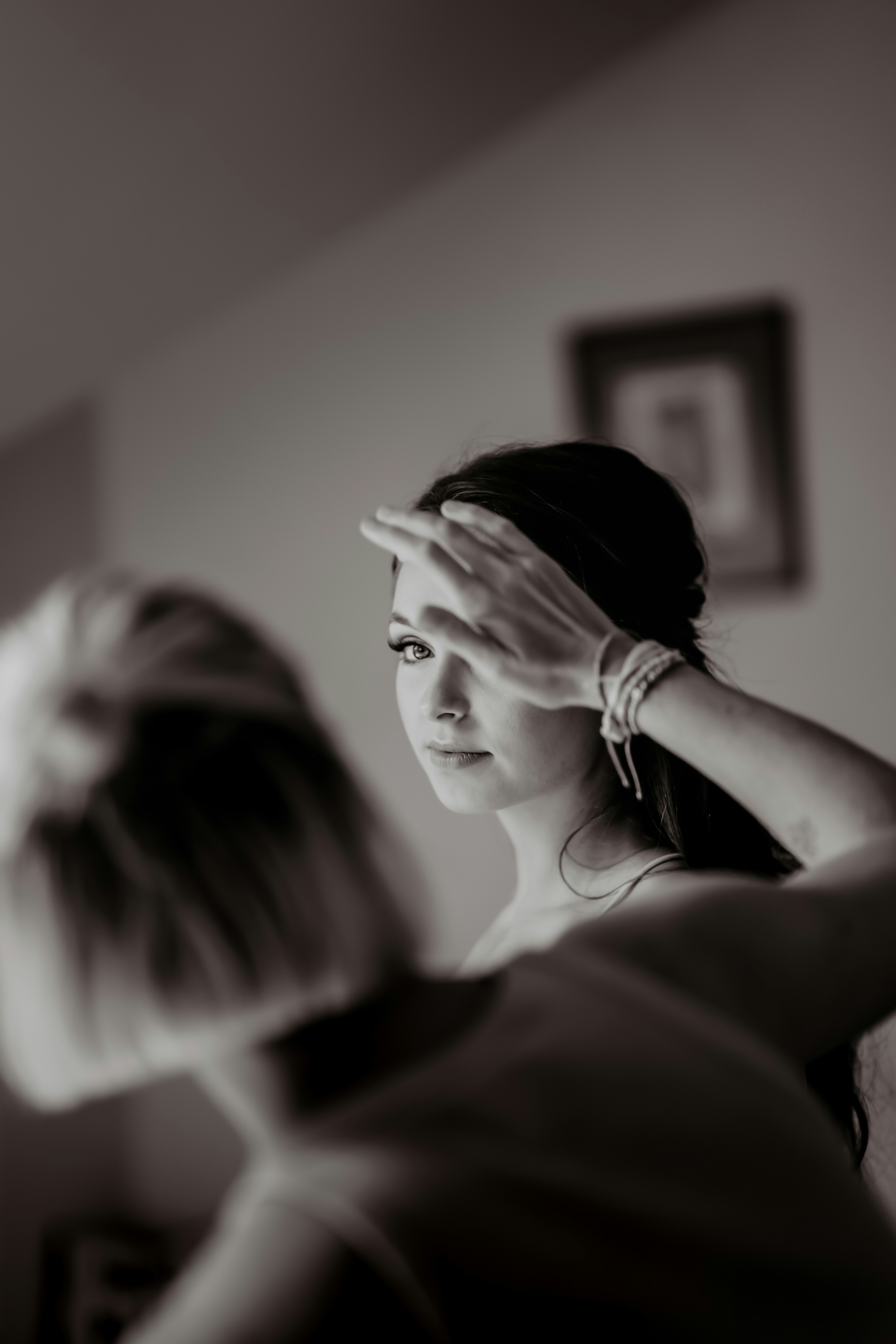 woman in black tank top