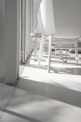 Bright, minimalist clinic reception with clean lines and calming natural light.