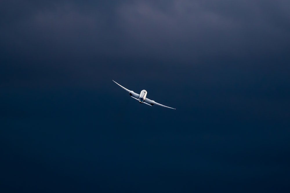 Avión blanco en el aire durante el día