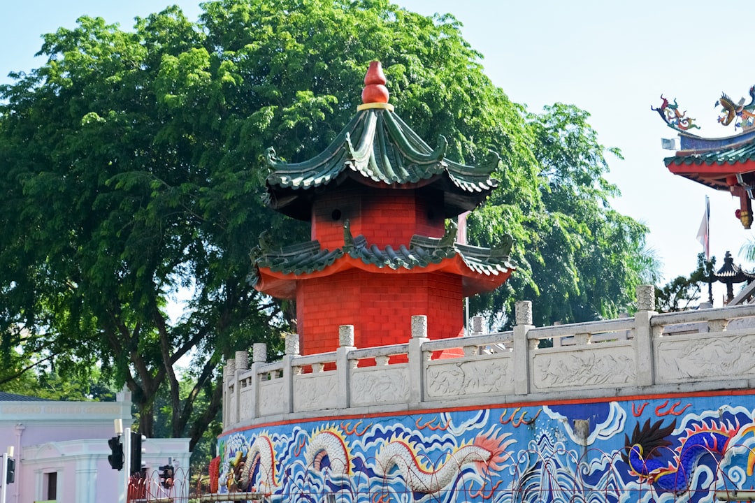 green and red chinese temple