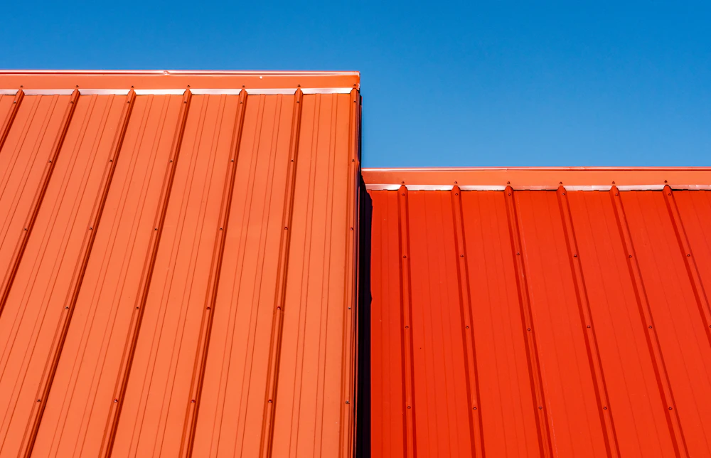 Roof against blue sky