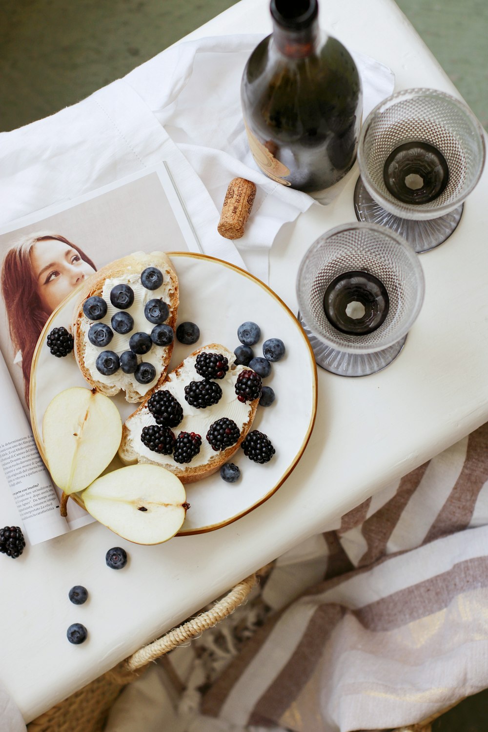 blue berries on white ceramic plate