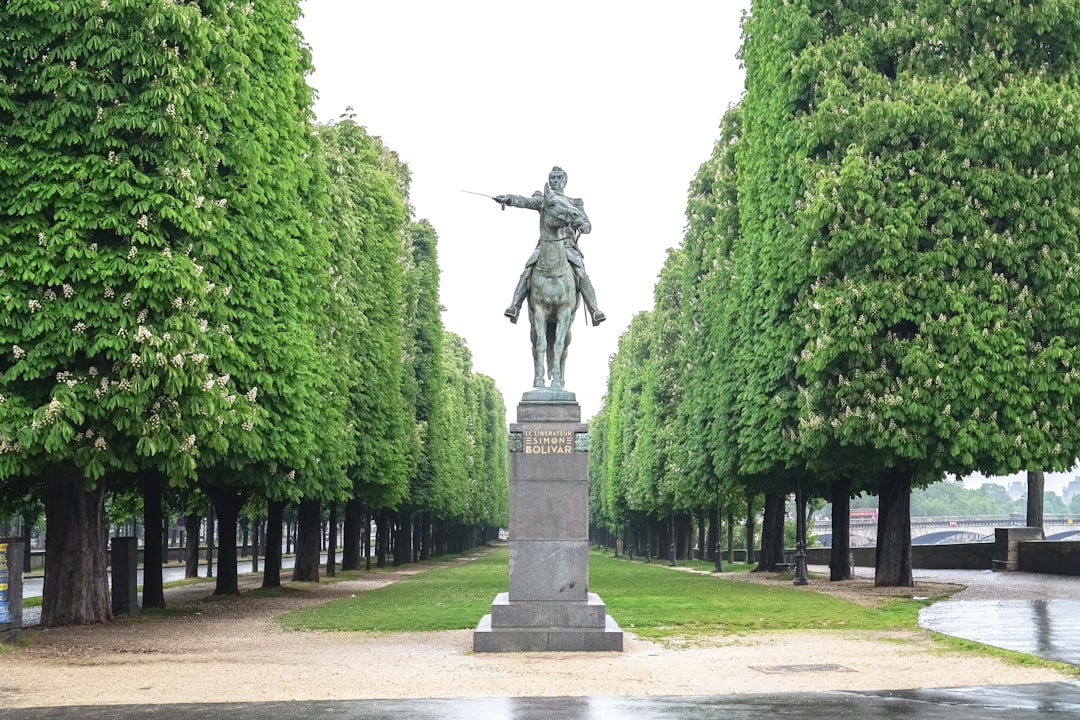 statue of man near green trees during daytime