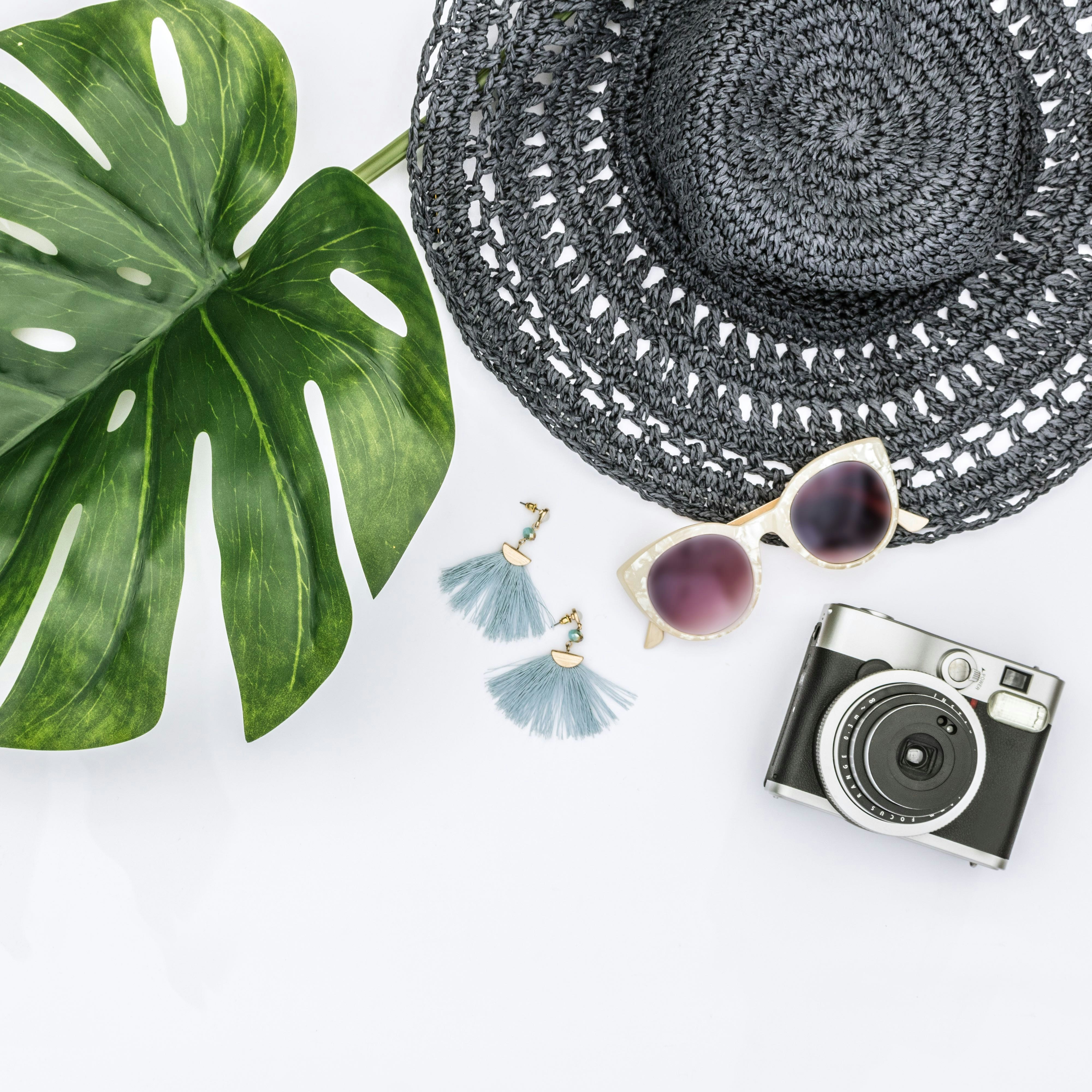 person holding silver and black camera