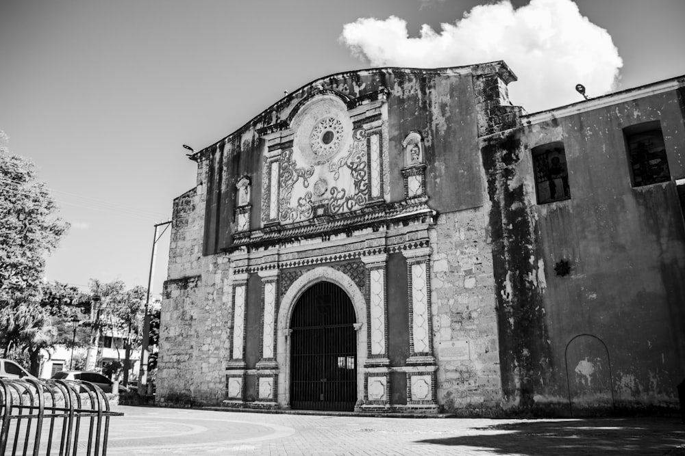 grayscale photo of concrete building