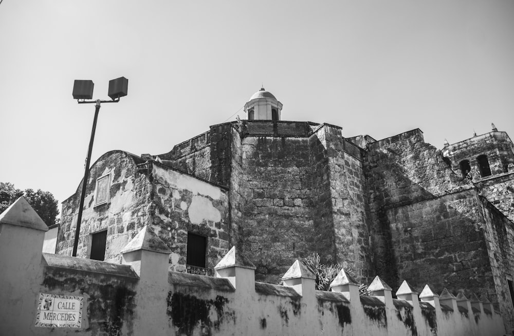 grayscale photo of concrete building