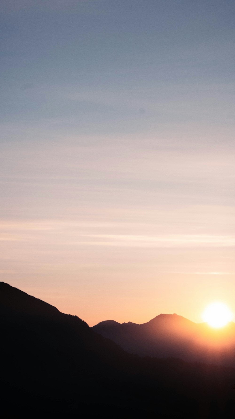 silhouette of mountains during sunset