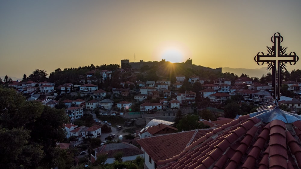 houses and buildings during sunset