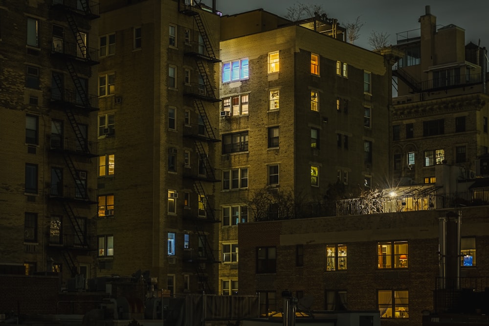 brown concrete building during night time