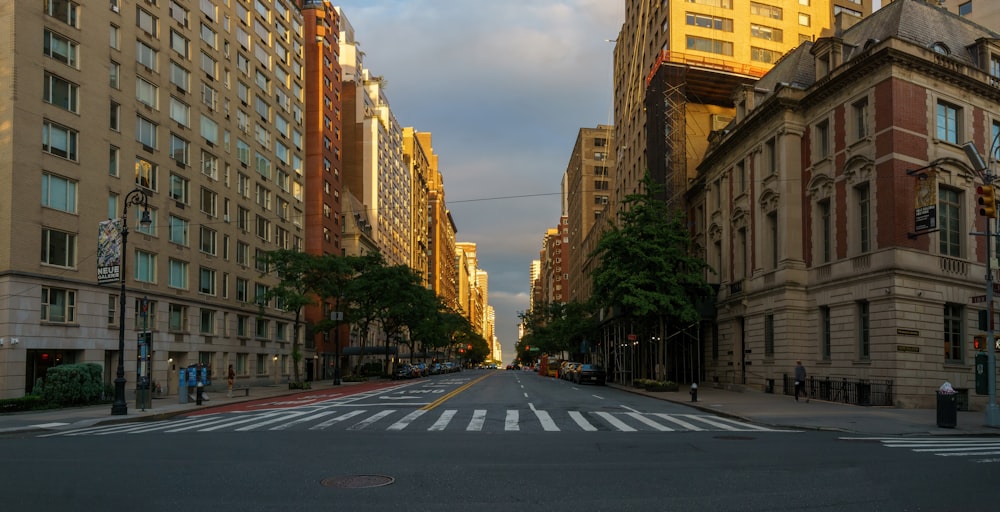 gray concrete road between high rise buildings during daytime