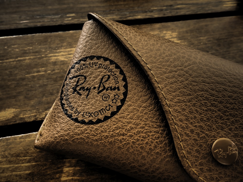 brown leather ray ban leather pouch