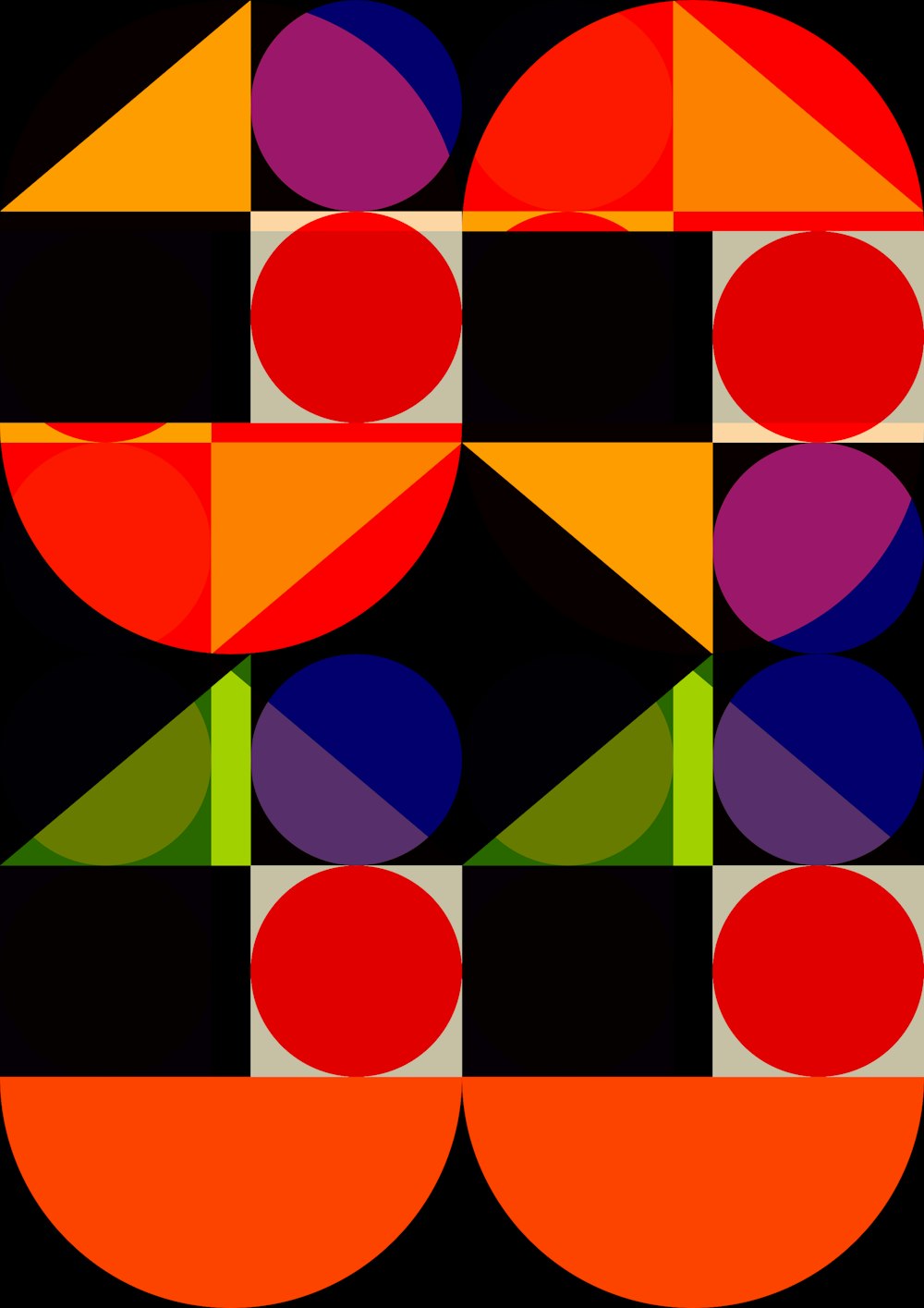 Ilustración redonda roja, amarilla, verde y azul