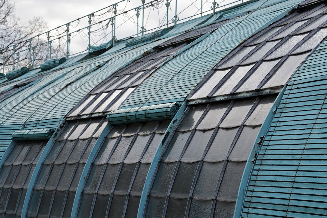 blue and white metal building