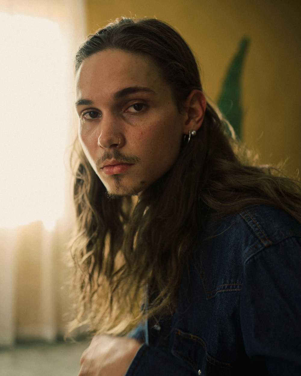 woman in blue denim jacket