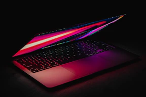 black and purple laptop computer