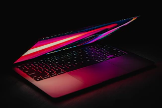 black and purple laptop computer