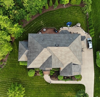 aerial view of green grass field